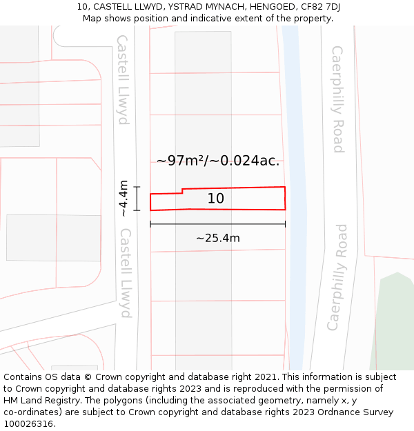 10, CASTELL LLWYD, YSTRAD MYNACH, HENGOED, CF82 7DJ: Plot and title map