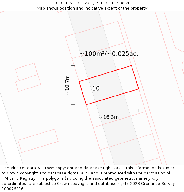 10, CHESTER PLACE, PETERLEE, SR8 2EJ: Plot and title map
