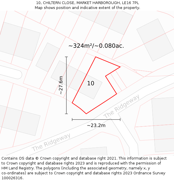 10, CHILTERN CLOSE, MARKET HARBOROUGH, LE16 7PL: Plot and title map