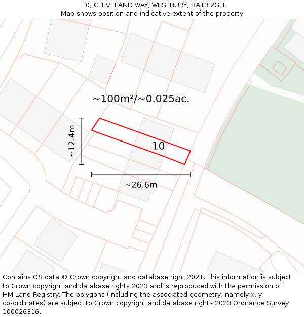 10, CLEVELAND WAY, WESTBURY, BA13 2GH: Plot and title map