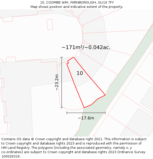 10, COOMBE WAY, FARNBOROUGH, GU14 7FY: Plot and title map