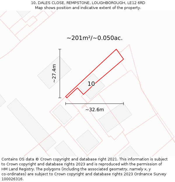 10, DALES CLOSE, REMPSTONE, LOUGHBOROUGH, LE12 6RD: Plot and title map