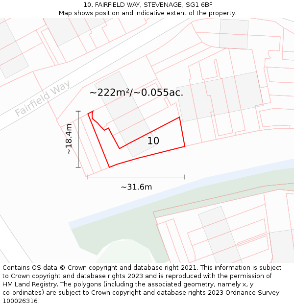 10, FAIRFIELD WAY, STEVENAGE, SG1 6BF: Plot and title map