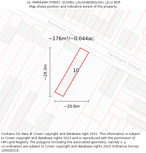 10, FARNHAM STREET, QUORN, LOUGHBOROUGH, LE12 8DR: Plot and title map