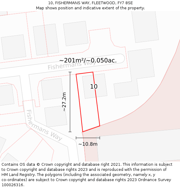 10, FISHERMANS WAY, FLEETWOOD, FY7 8SE: Plot and title map