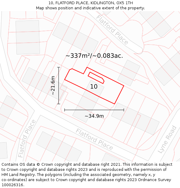 10, FLATFORD PLACE, KIDLINGTON, OX5 1TH: Plot and title map