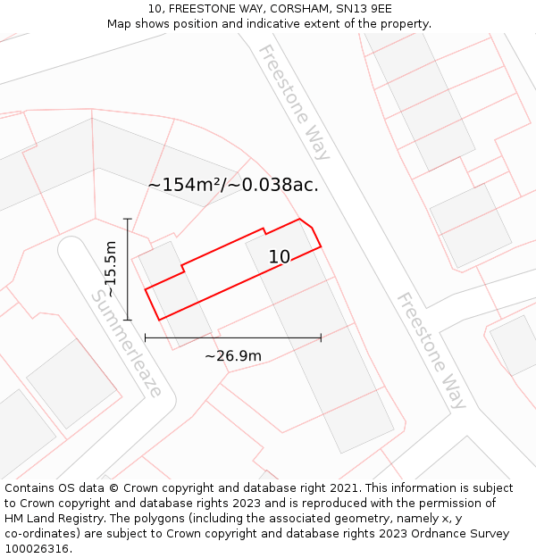 10, FREESTONE WAY, CORSHAM, SN13 9EE: Plot and title map