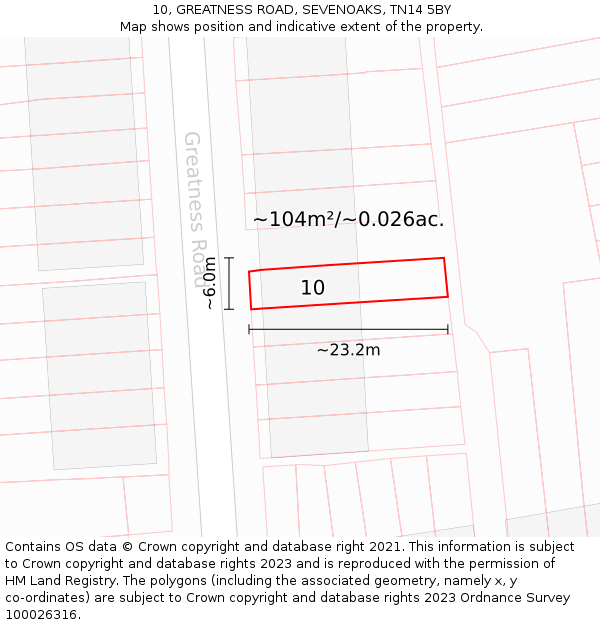 10, GREATNESS ROAD, SEVENOAKS, TN14 5BY: Plot and title map