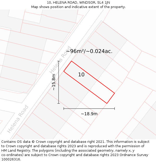 10, HELENA ROAD, WINDSOR, SL4 1JN: Plot and title map