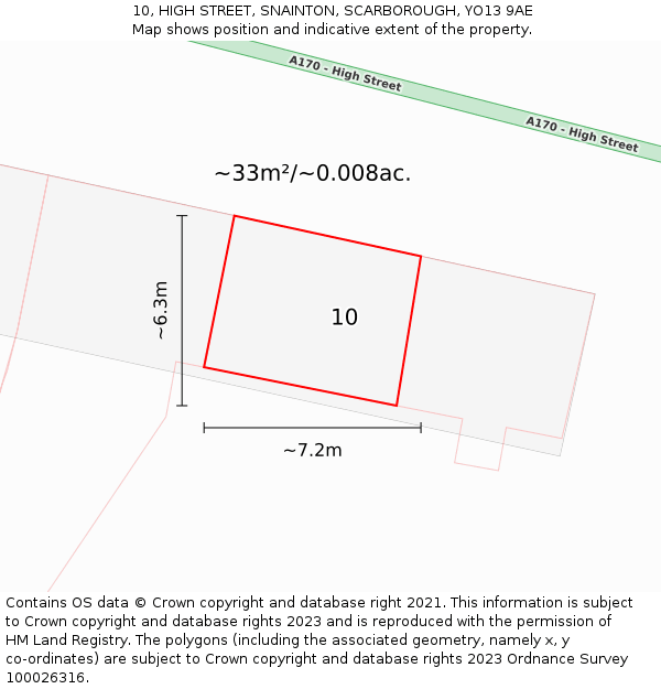 10, HIGH STREET, SNAINTON, SCARBOROUGH, YO13 9AE: Plot and title map