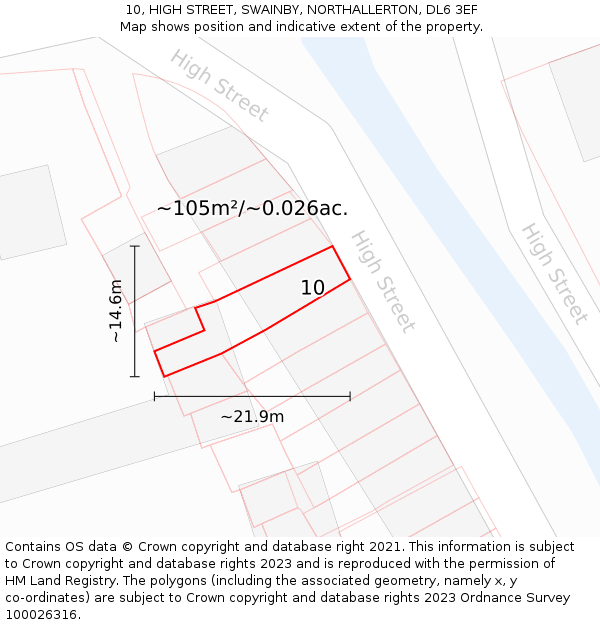 10, HIGH STREET, SWAINBY, NORTHALLERTON, DL6 3EF: Plot and title map