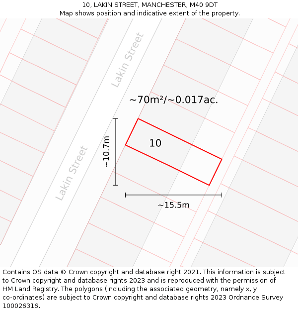 10, LAKIN STREET, MANCHESTER, M40 9DT: Plot and title map