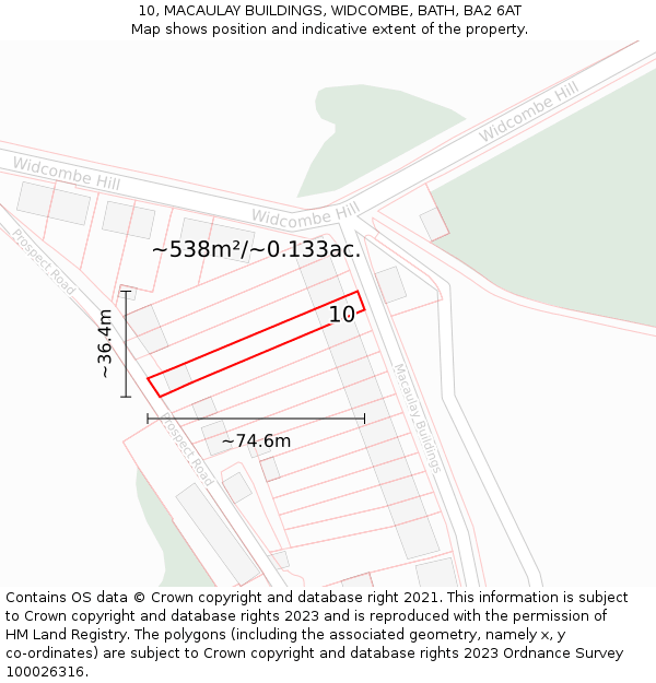 10, MACAULAY BUILDINGS, WIDCOMBE, BATH, BA2 6AT: Plot and title map