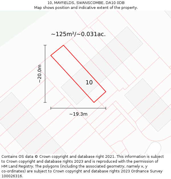 10, MAYFIELDS, SWANSCOMBE, DA10 0DB: Plot and title map