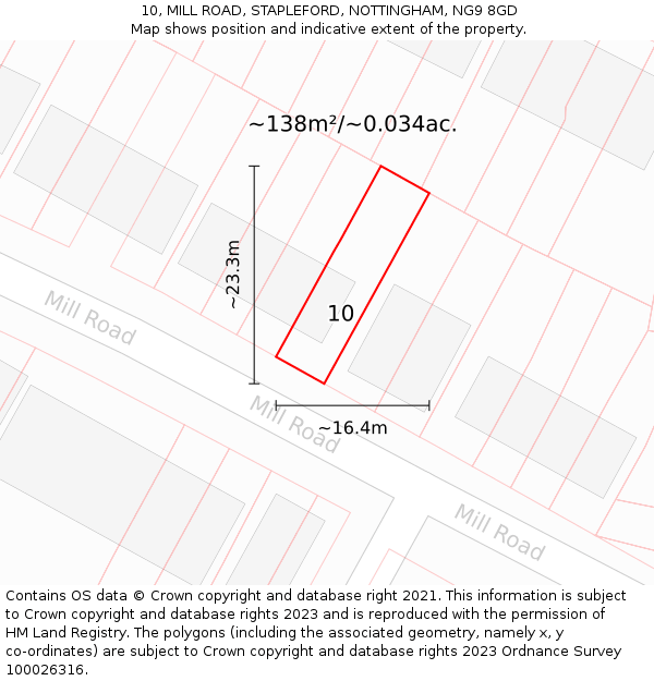 10, MILL ROAD, STAPLEFORD, NOTTINGHAM, NG9 8GD: Plot and title map