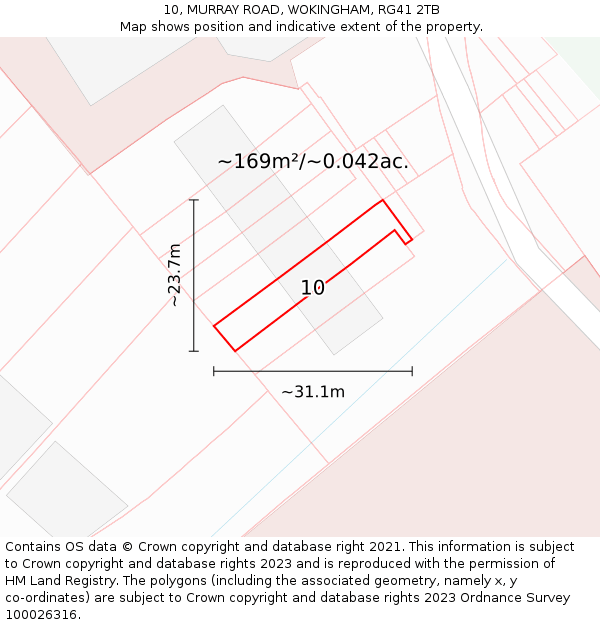 10, MURRAY ROAD, WOKINGHAM, RG41 2TB: Plot and title map