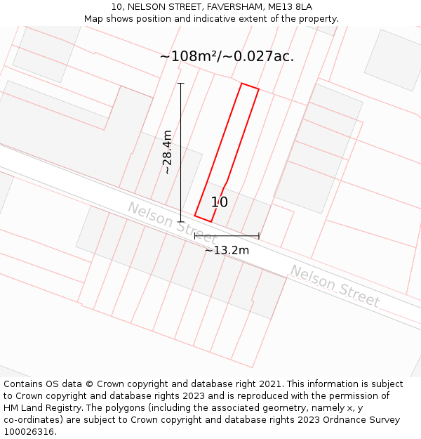 10, NELSON STREET, FAVERSHAM, ME13 8LA: Plot and title map