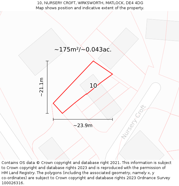 10, NURSERY CROFT, WIRKSWORTH, MATLOCK, DE4 4DG: Plot and title map