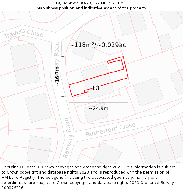 10, RAMSAY ROAD, CALNE, SN11 8GT: Plot and title map