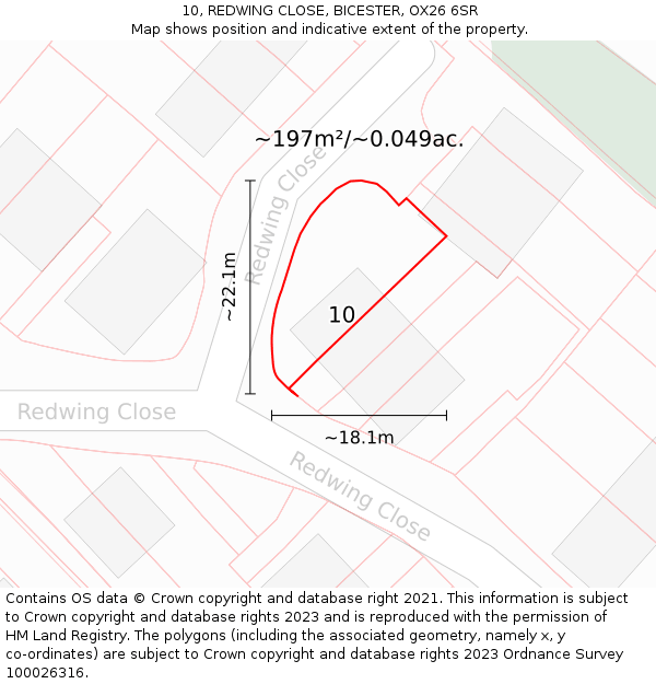 10, REDWING CLOSE, BICESTER, OX26 6SR: Plot and title map