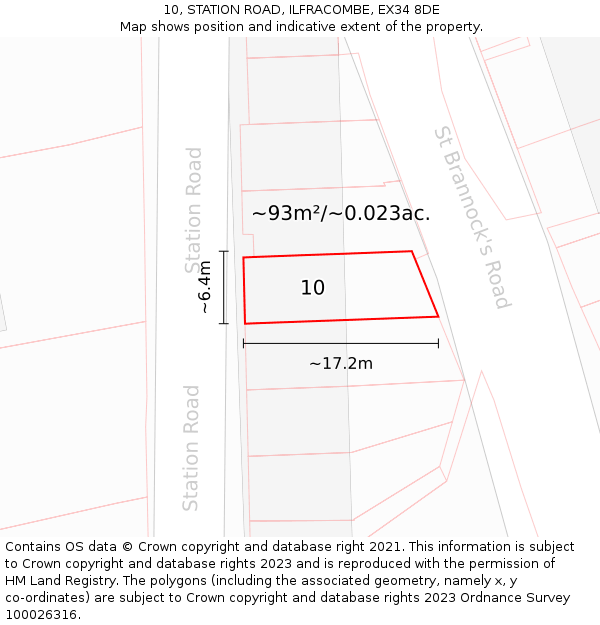10, STATION ROAD, ILFRACOMBE, EX34 8DE: Plot and title map