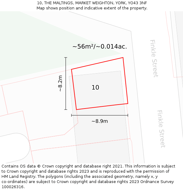 10, THE MALTINGS, MARKET WEIGHTON, YORK, YO43 3NF: Plot and title map