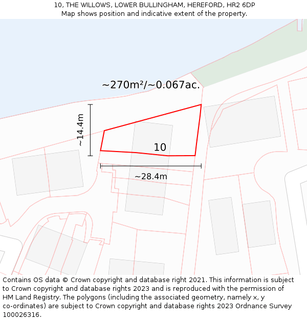 10, THE WILLOWS, LOWER BULLINGHAM, HEREFORD, HR2 6DP: Plot and title map