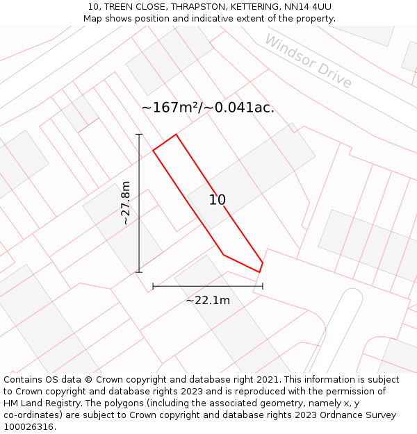 10, TREEN CLOSE, THRAPSTON, KETTERING, NN14 4UU: Plot and title map