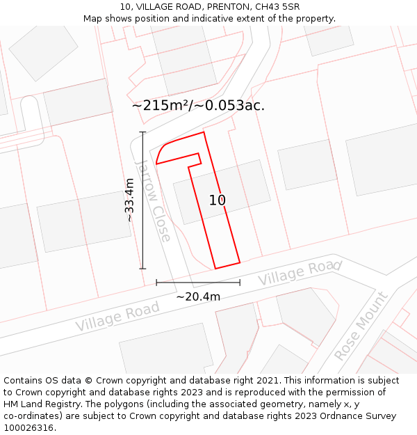 10, VILLAGE ROAD, PRENTON, CH43 5SR: Plot and title map