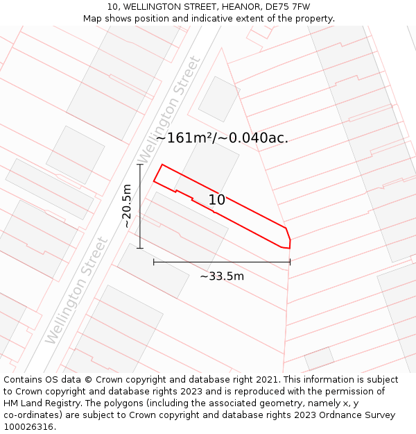 10, WELLINGTON STREET, HEANOR, DE75 7FW: Plot and title map