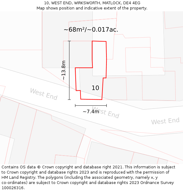 10, WEST END, WIRKSWORTH, MATLOCK, DE4 4EG: Plot and title map