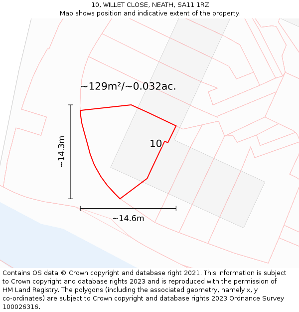 10, WILLET CLOSE, NEATH, SA11 1RZ: Plot and title map