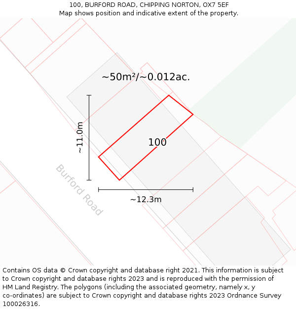 100, BURFORD ROAD, CHIPPING NORTON, OX7 5EF: Plot and title map
