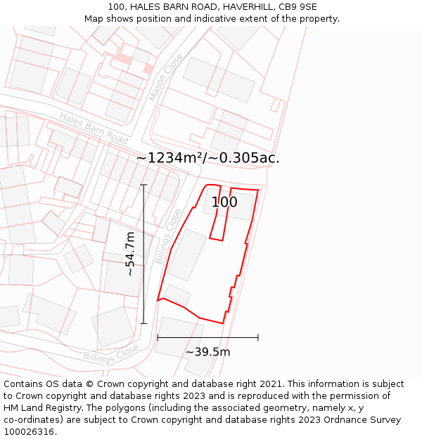 100, HALES BARN ROAD, HAVERHILL, CB9 9SE: Plot and title map