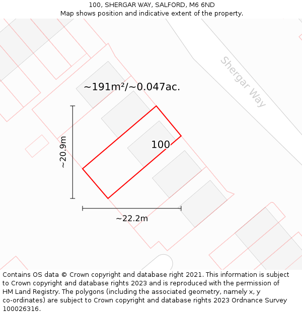 100, SHERGAR WAY, SALFORD, M6 6ND: Plot and title map
