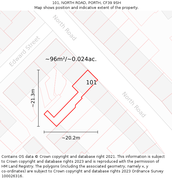 101, NORTH ROAD, PORTH, CF39 9SH: Plot and title map