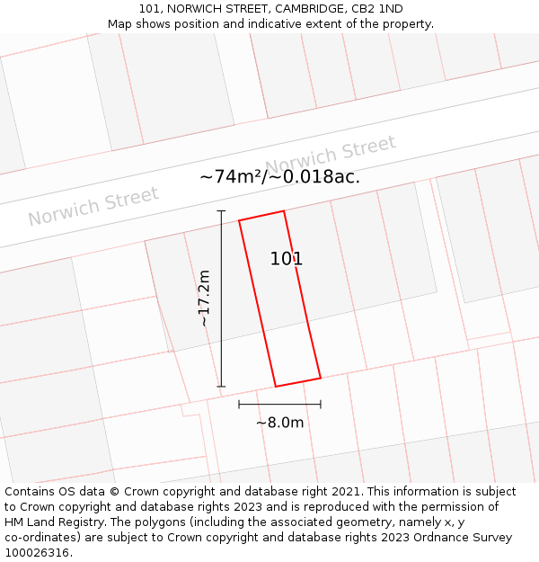 101, NORWICH STREET, CAMBRIDGE, CB2 1ND: Plot and title map