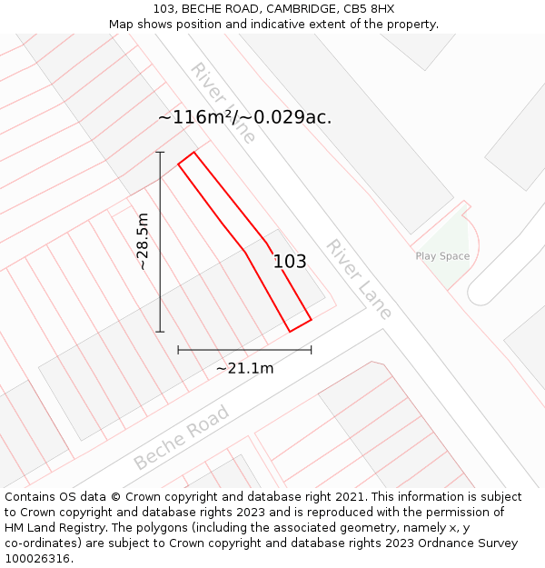 103, BECHE ROAD, CAMBRIDGE, CB5 8HX: Plot and title map