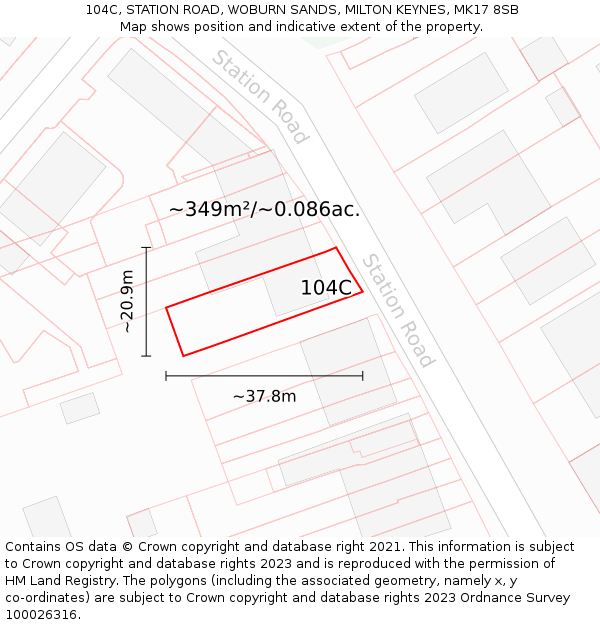 104C, STATION ROAD, WOBURN SANDS, MILTON KEYNES, MK17 8SB: Plot and title map