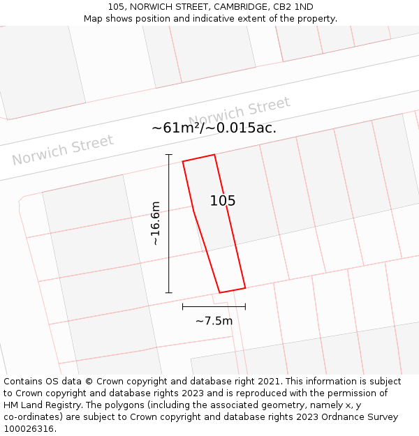 105, NORWICH STREET, CAMBRIDGE, CB2 1ND: Plot and title map