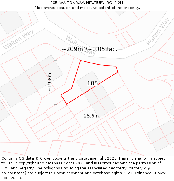 105, WALTON WAY, NEWBURY, RG14 2LL: Plot and title map