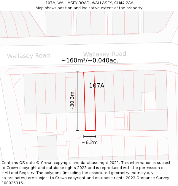 107A, WALLASEY ROAD, WALLASEY, CH44 2AA: Plot and title map