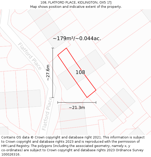 108, FLATFORD PLACE, KIDLINGTON, OX5 1TJ: Plot and title map