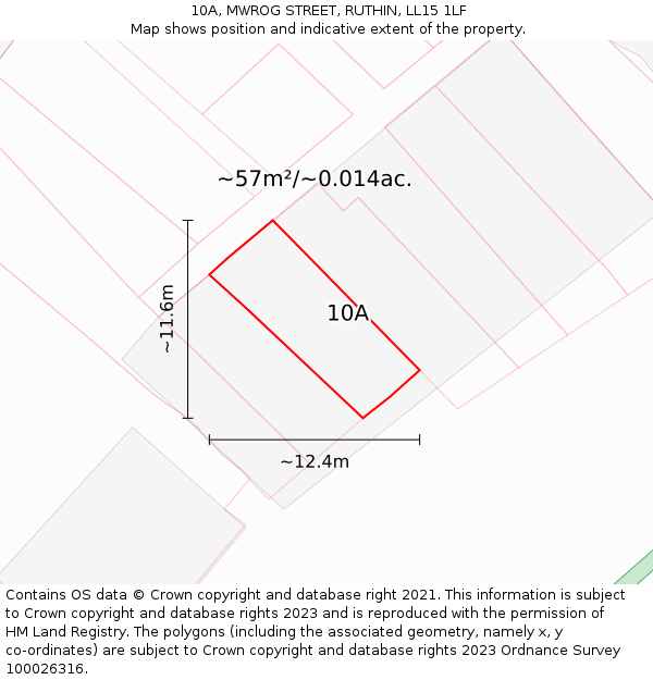 10A, MWROG STREET, RUTHIN, LL15 1LF: Plot and title map