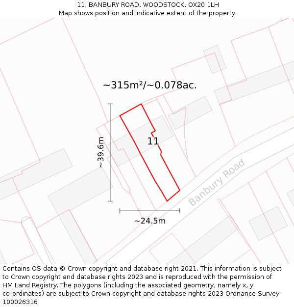 11, BANBURY ROAD, WOODSTOCK, OX20 1LH: Plot and title map