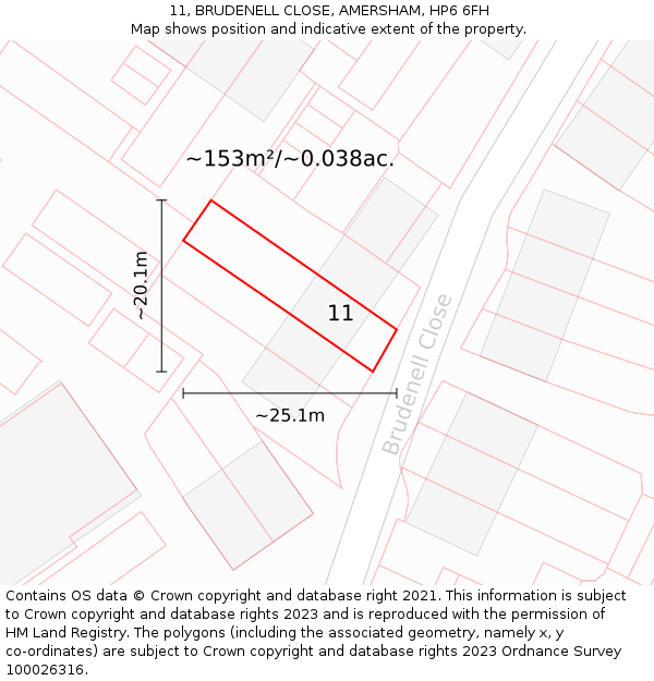 11, BRUDENELL CLOSE, AMERSHAM, HP6 6FH: Plot and title map