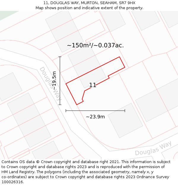 11, DOUGLAS WAY, MURTON, SEAHAM, SR7 9HX: Plot and title map