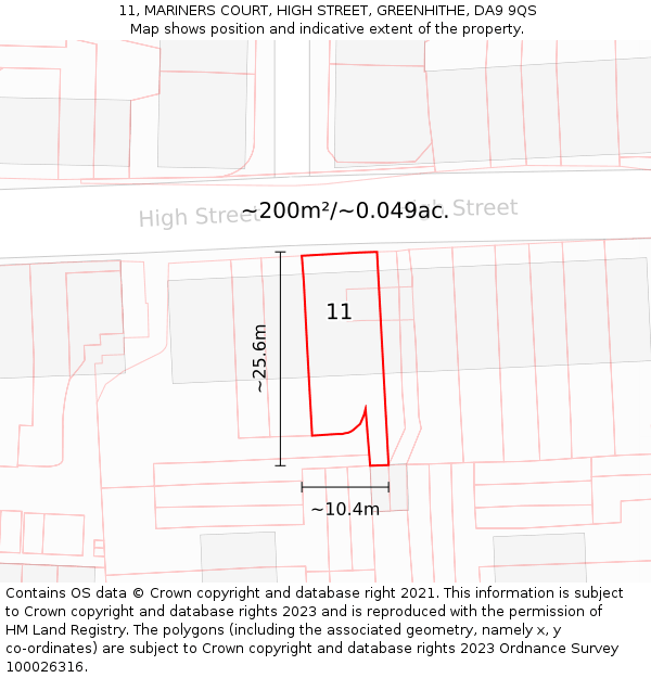 11, MARINERS COURT, HIGH STREET, GREENHITHE, DA9 9QS: Plot and title map
