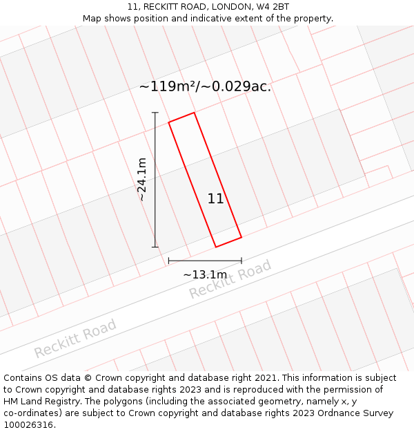 11, RECKITT ROAD, LONDON, W4 2BT: Plot and title map