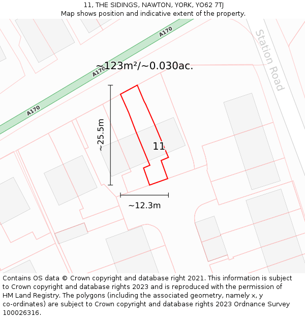 11, THE SIDINGS, NAWTON, YORK, YO62 7TJ: Plot and title map